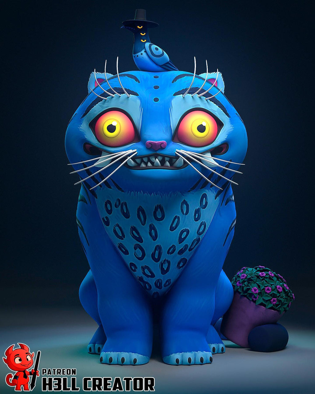 Derpy Tiger resin statue, Hand Painted Collectible Figure, 130 mm (5.1 in)