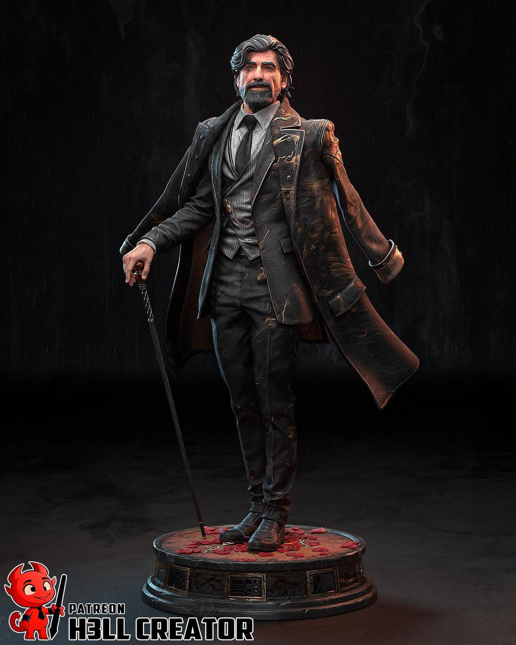 Renoir Resin Statue, Hand Painted Collectible, 201 mm (7.9 in)