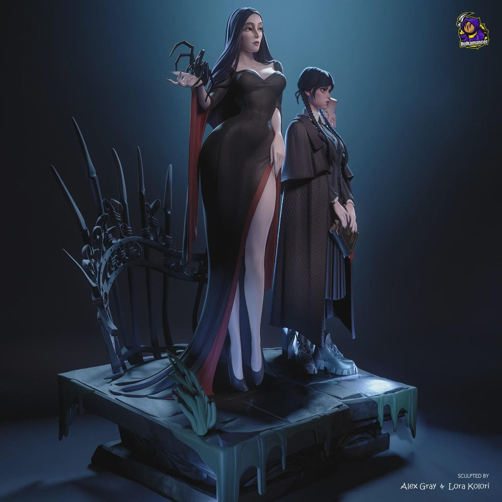Wednesday Morticia Addams Figure,Resin Statue, Hand Painted 28 cm