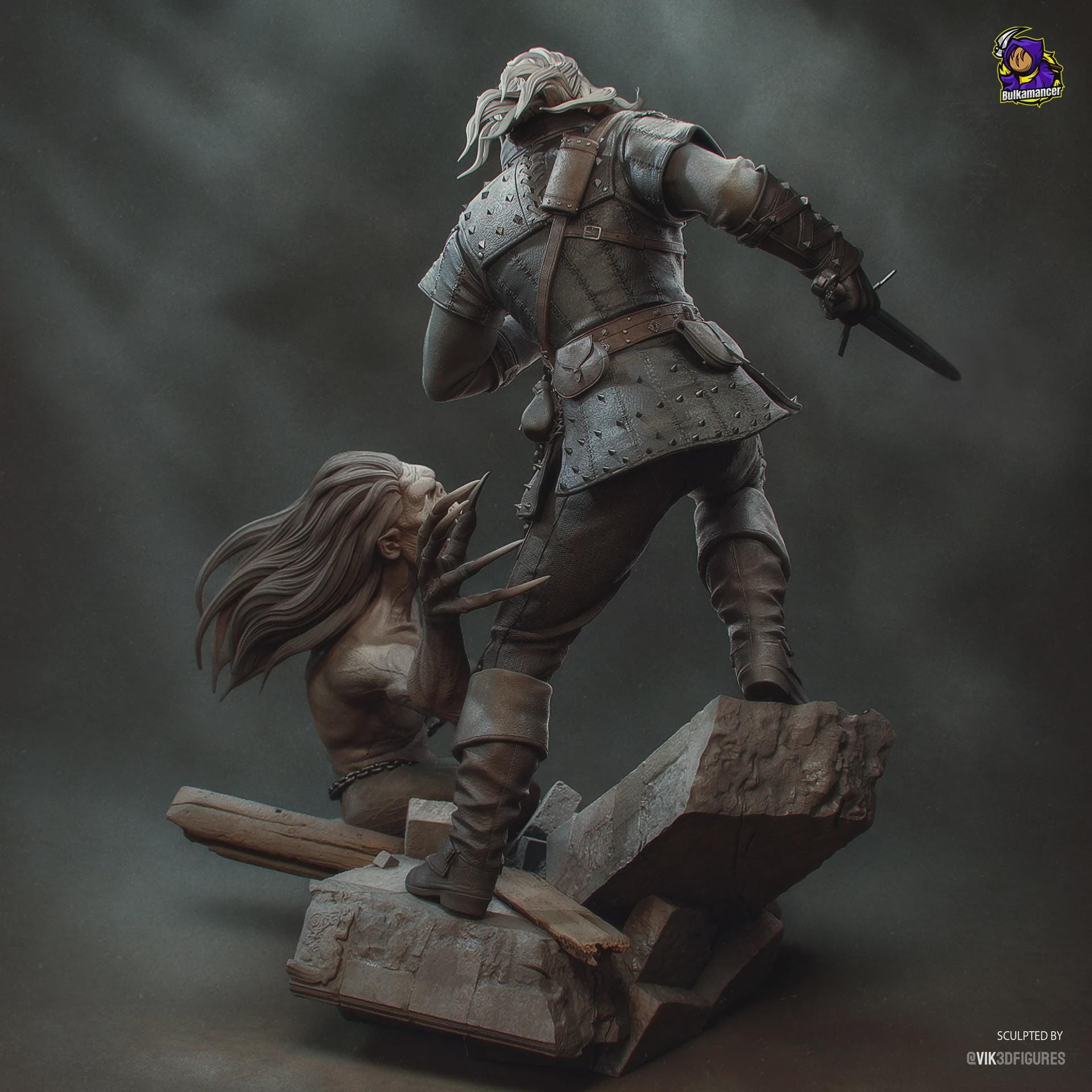 Geralt of Rivia figure, Resin Statue, Hand Painted Collectible, 25.1 cm (9.88 in)