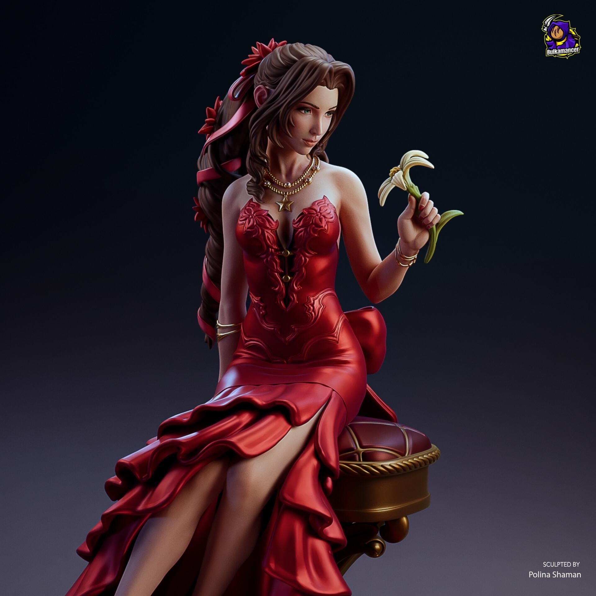 Aerith Gainsborough Figure, Resin Statue, Hand Painted, 17.7 cm (6.97 in)