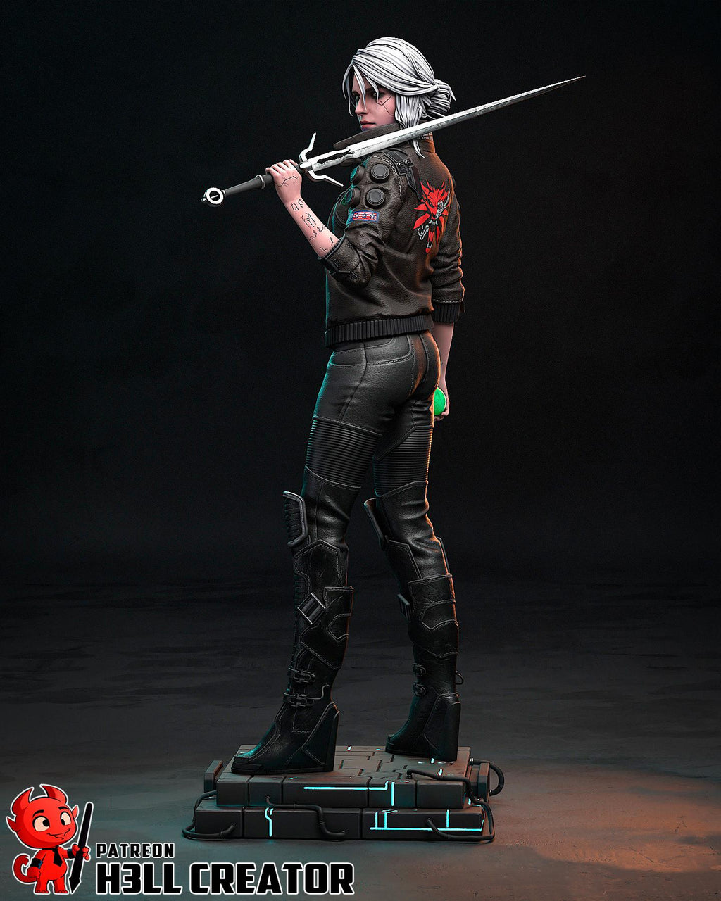 Ciri Cyberpunk Statue, Resin Figure, Hand Painted Collectible, 188 mm (7.4 in)