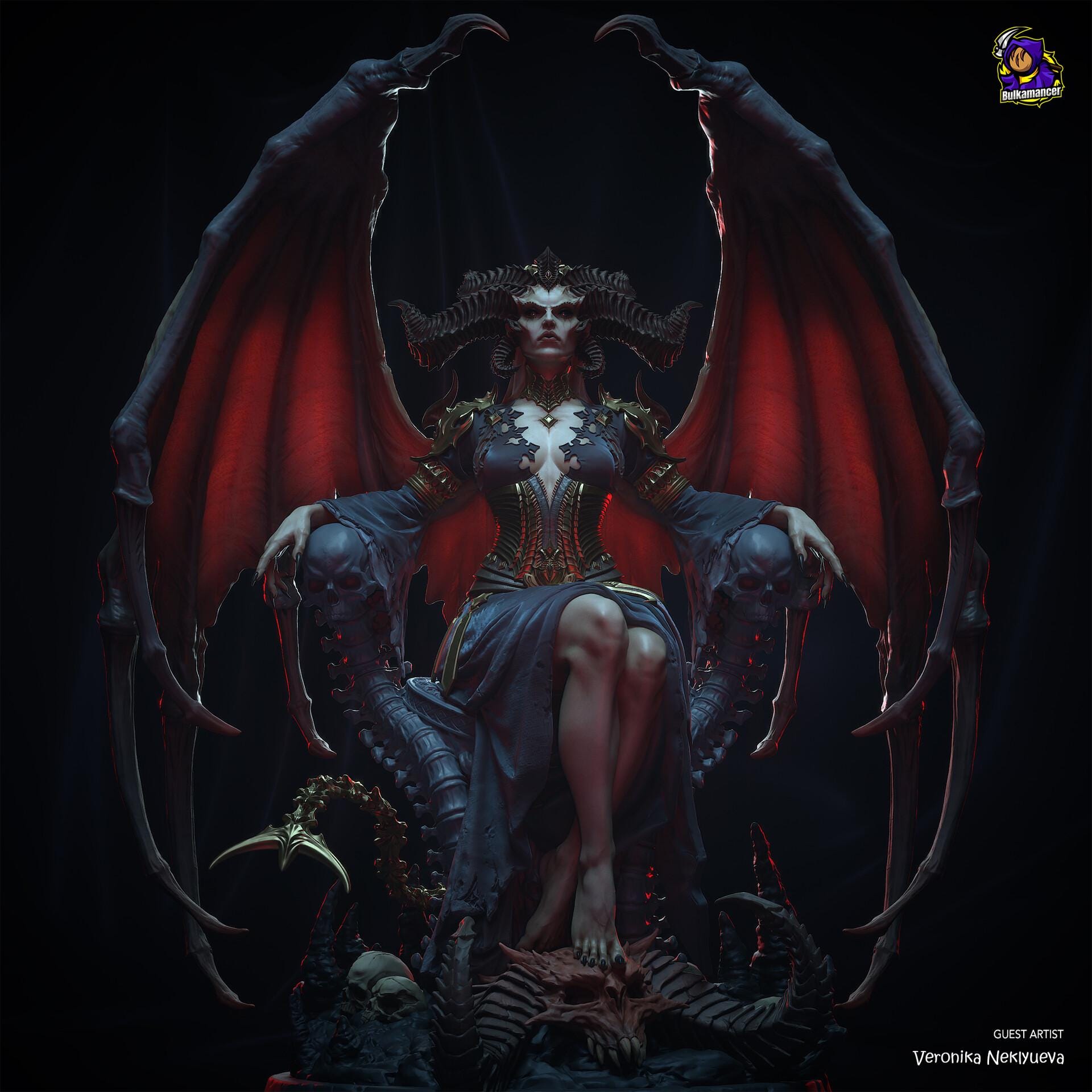 Lilith resin figure, Hand Painted Collectible Statue, Dark Fantasy