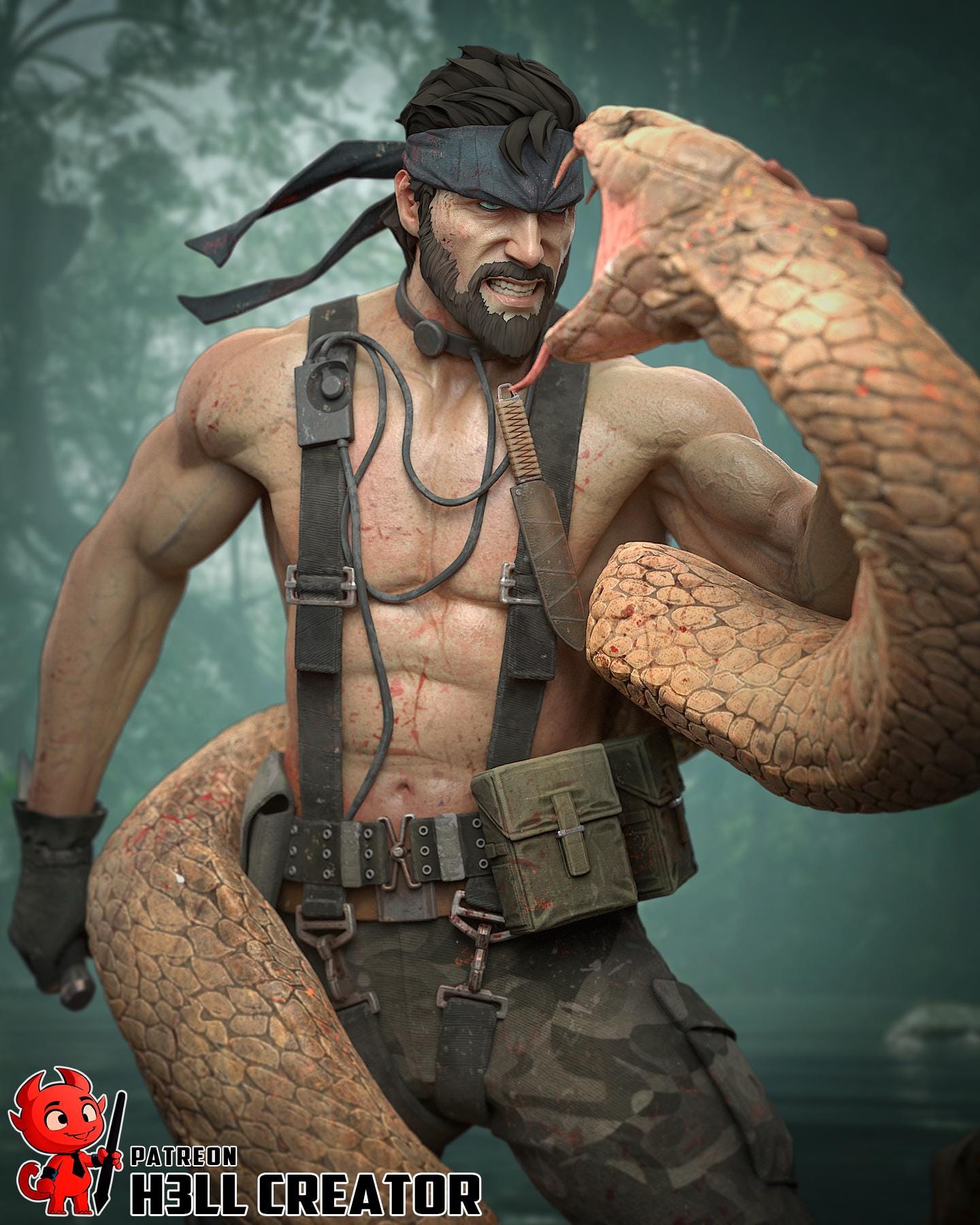 Big Boss resin statue, Hand Painted Collectible Figure, 189 mm (7.4 in)