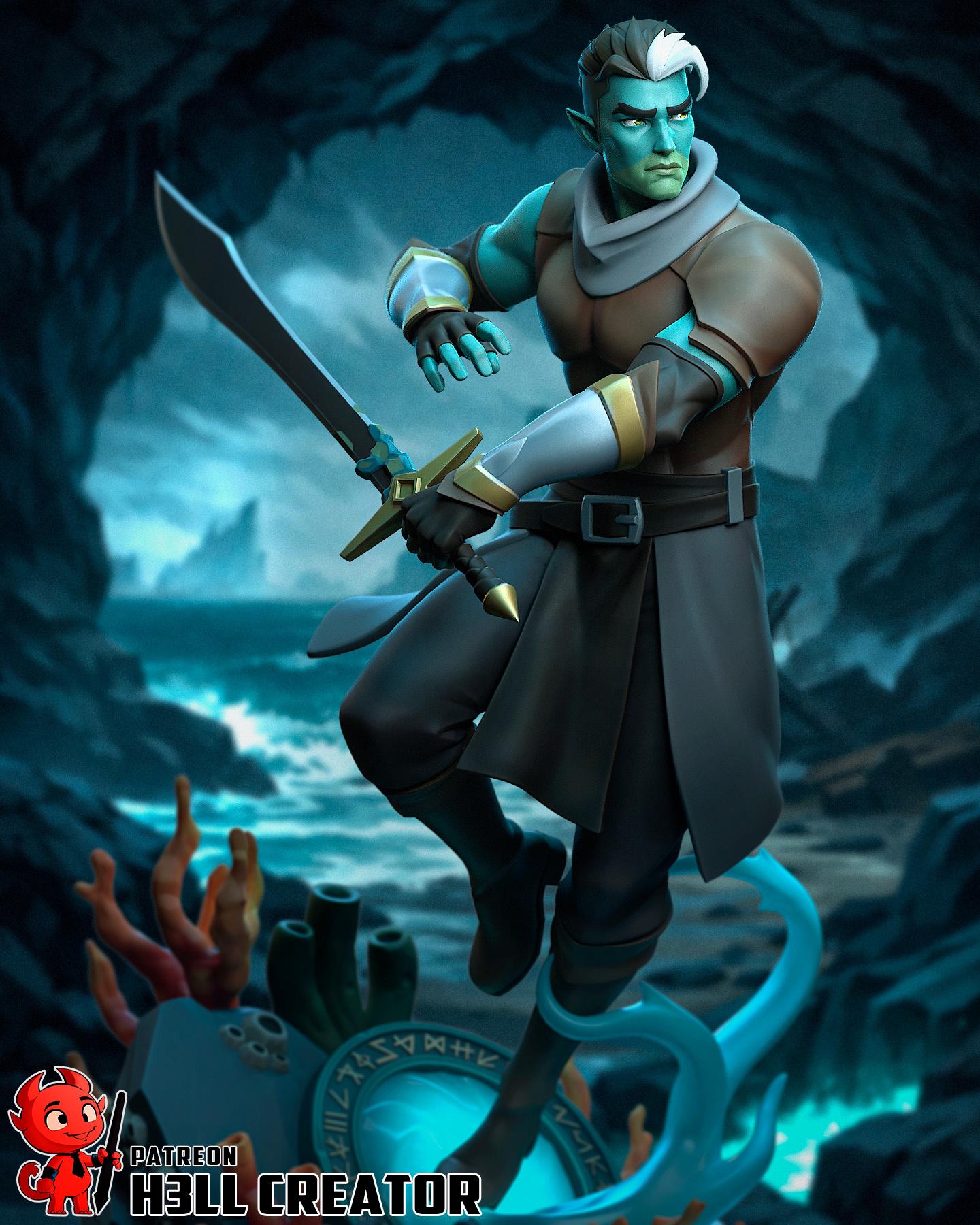 Fjord Resin Figure, Hand Painted Collectible Statue Models, 24 cm