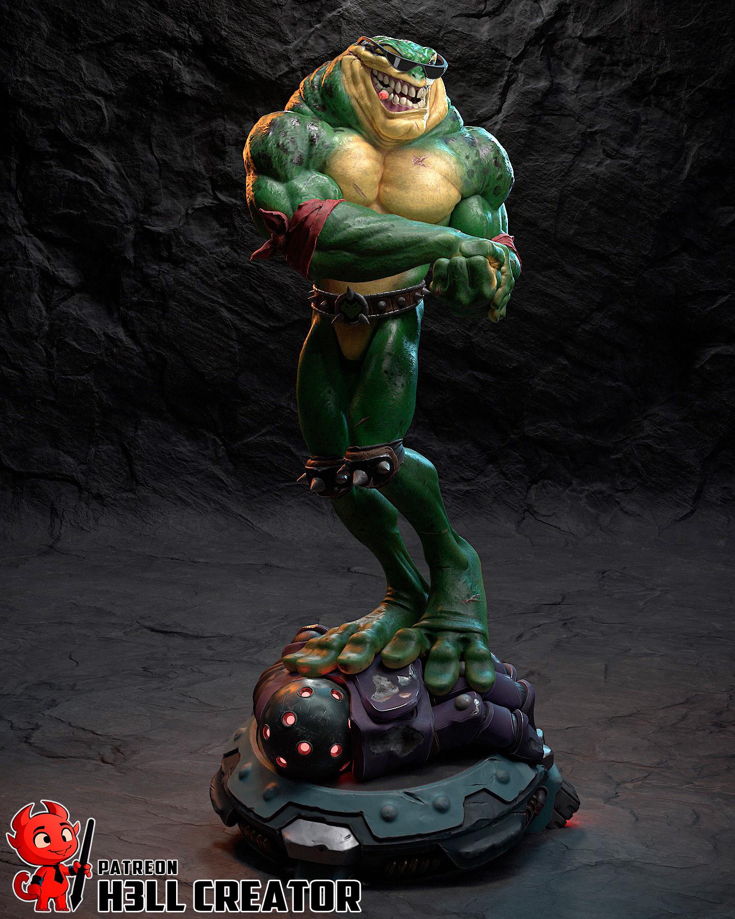 Rash Battletoads Figure, Resin Statue, Hand Painted Collectible, 8.3 in
