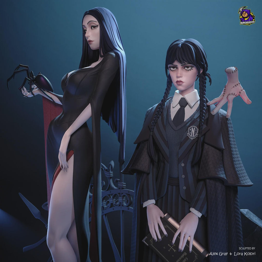 Wednesday Morticia Addams Figure,Resin Statue, Hand Painted 28 cm