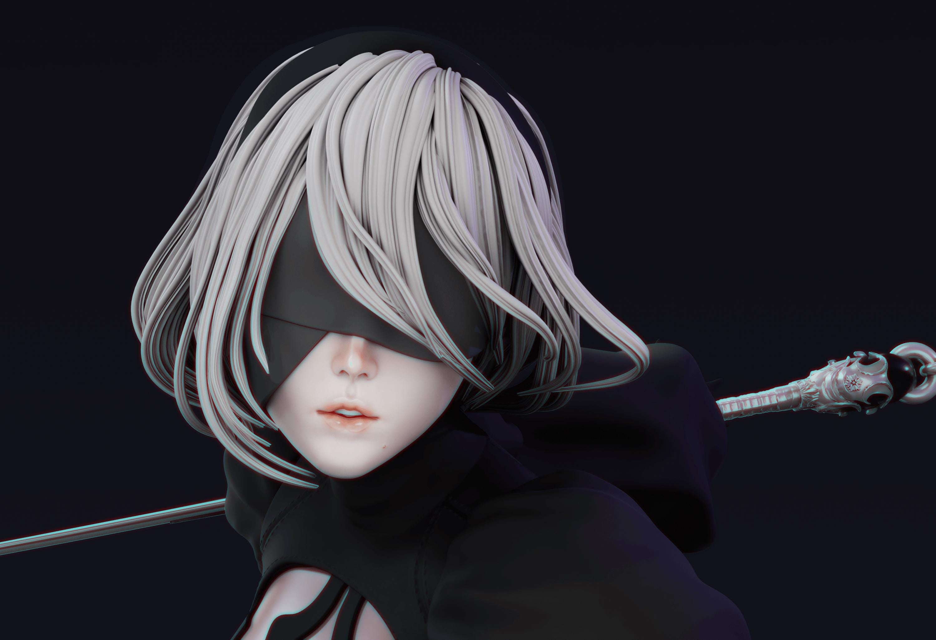2B Figure - NieR Automata Resin Statue, Hand Painted Collectible