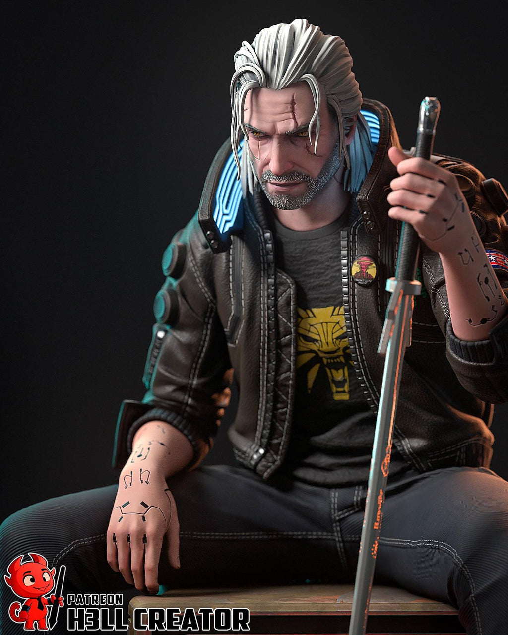 Geralt Rivia Statue, Hand Painted Collectible Figure, 132 mm (5.2 in)