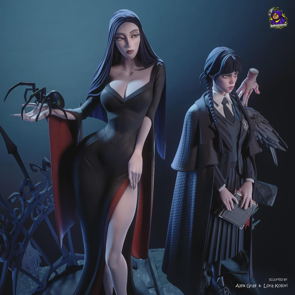 Wednesday Morticia Addams Figure,Resin Statue, Hand Painted 28 cm