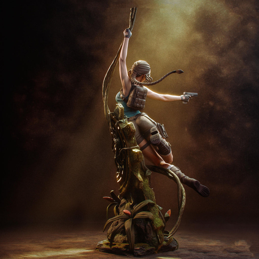 Lara Croft Statue, Tomb Raider Resin Figure, Hand Painted Collectible