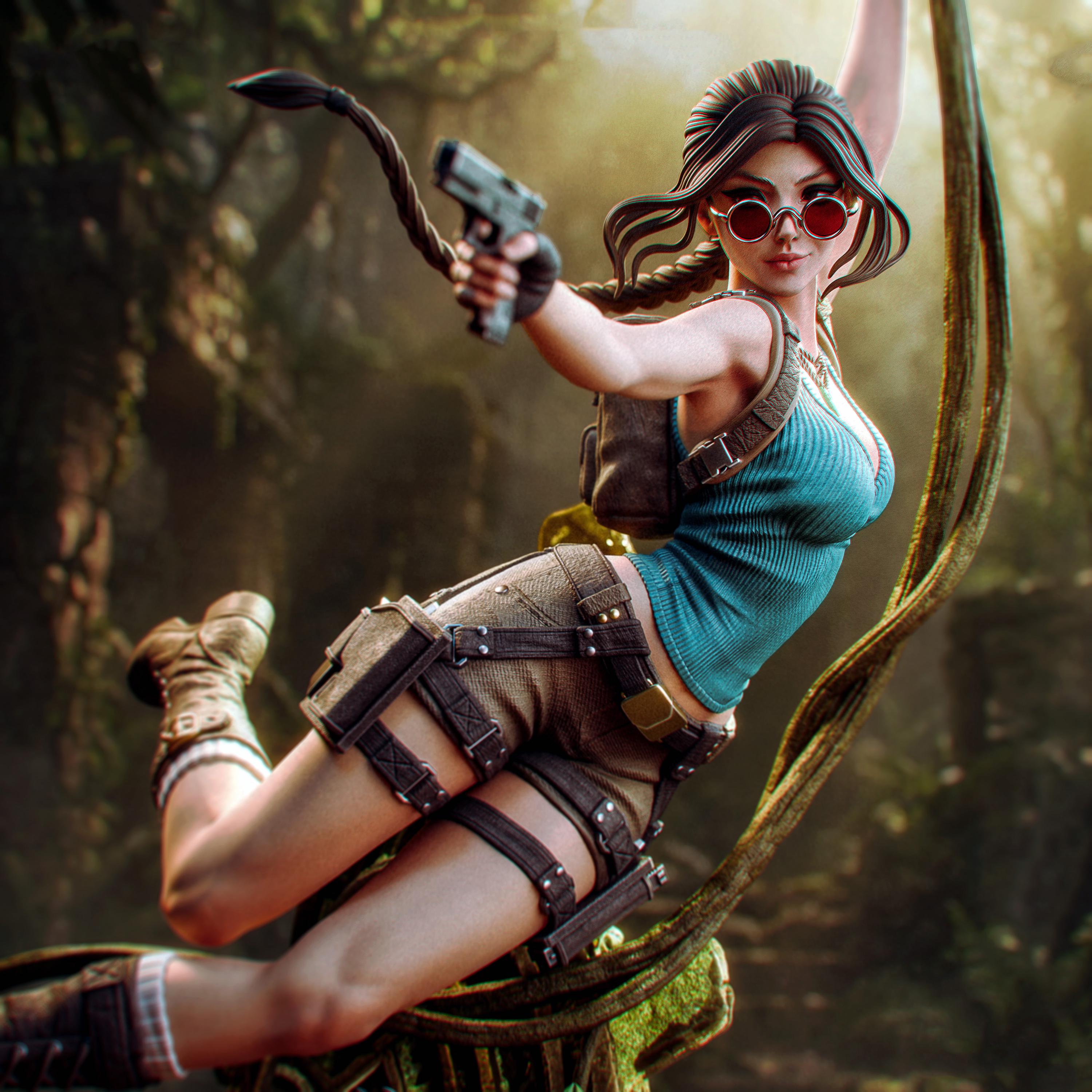 Lara Croft Statue, Tomb Raider Resin Figure, Hand Painted Collectible