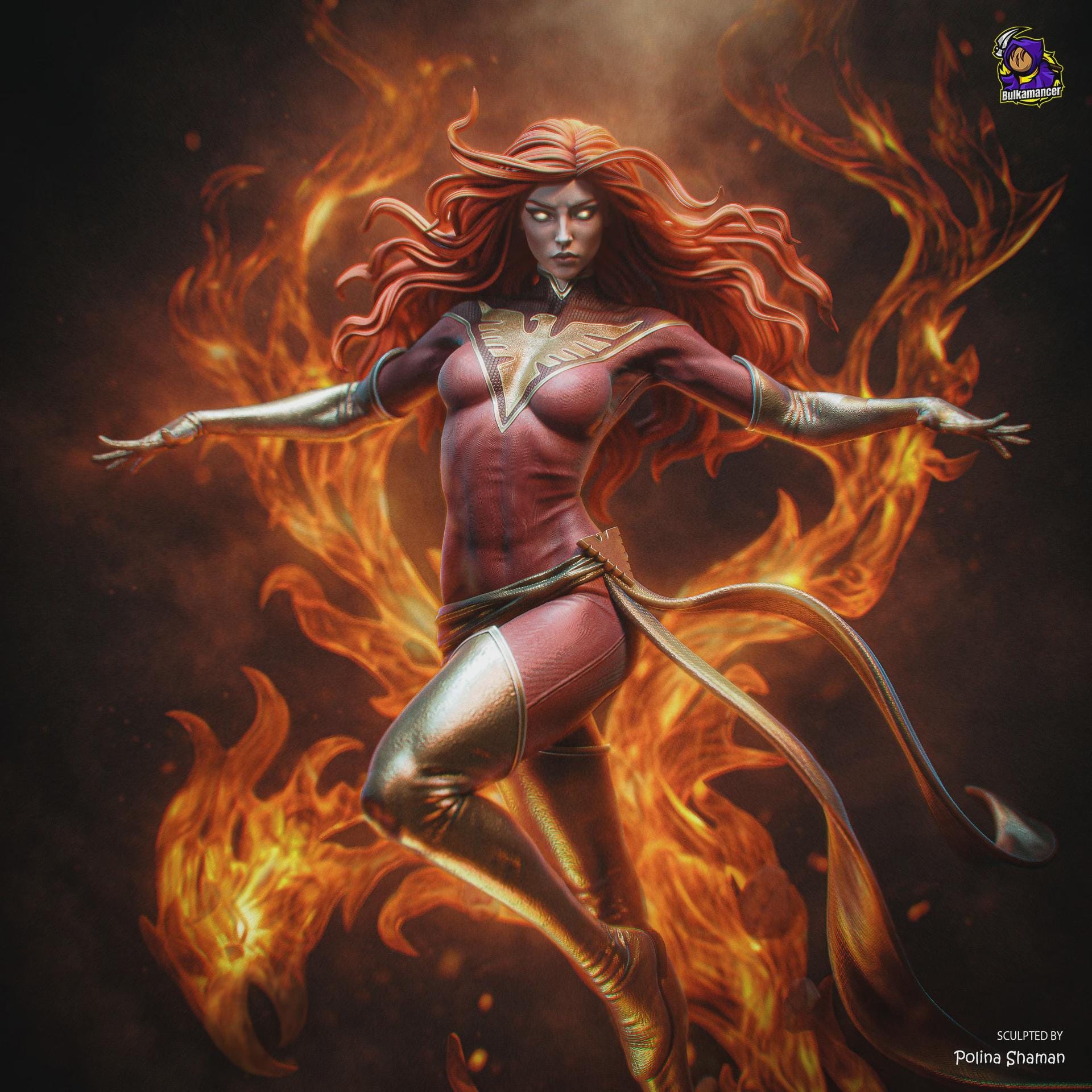 Dark Phoenix resin figure, Hand Painted Collectible Statue, Jean Grey