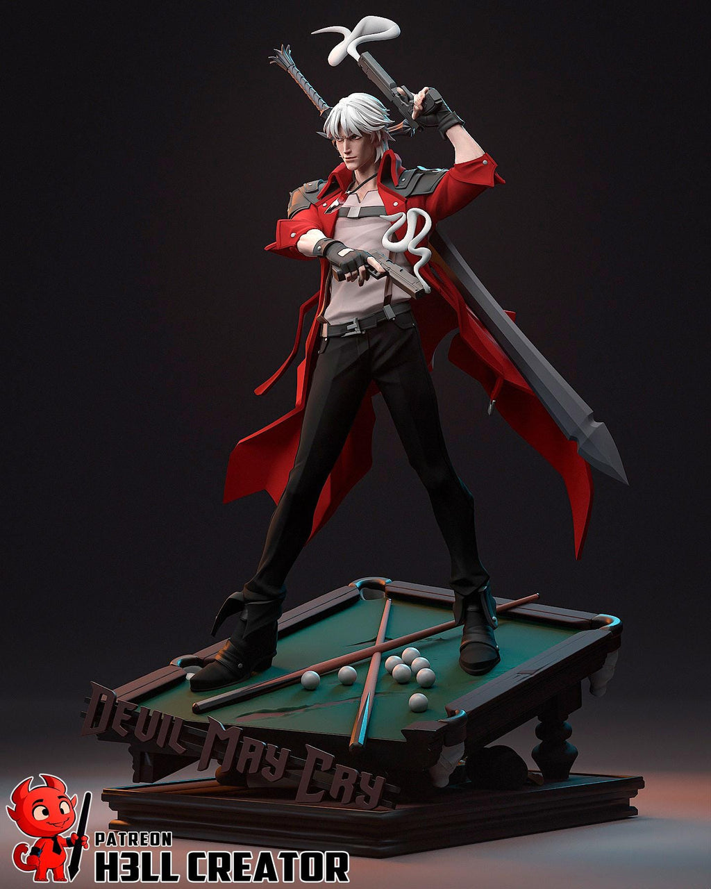 Dante resin statue, Hand Painted Game Collectible Figure, 233 mm