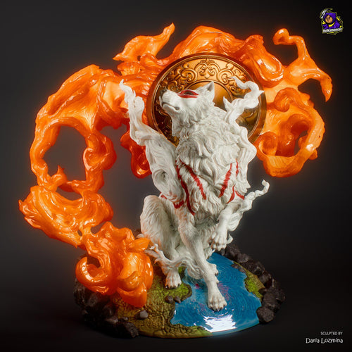 Amaterasu Okami Figure, Resin Statue, Hand Painted Collectible 3D