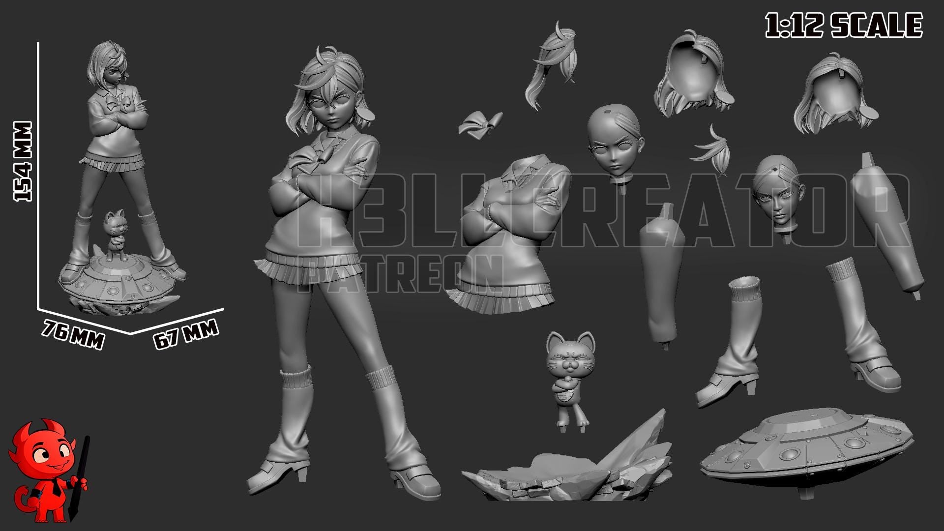 Momo Ayase Resin Statue, Hand Painted Collectible Figure, 154 mm (6.1 in)