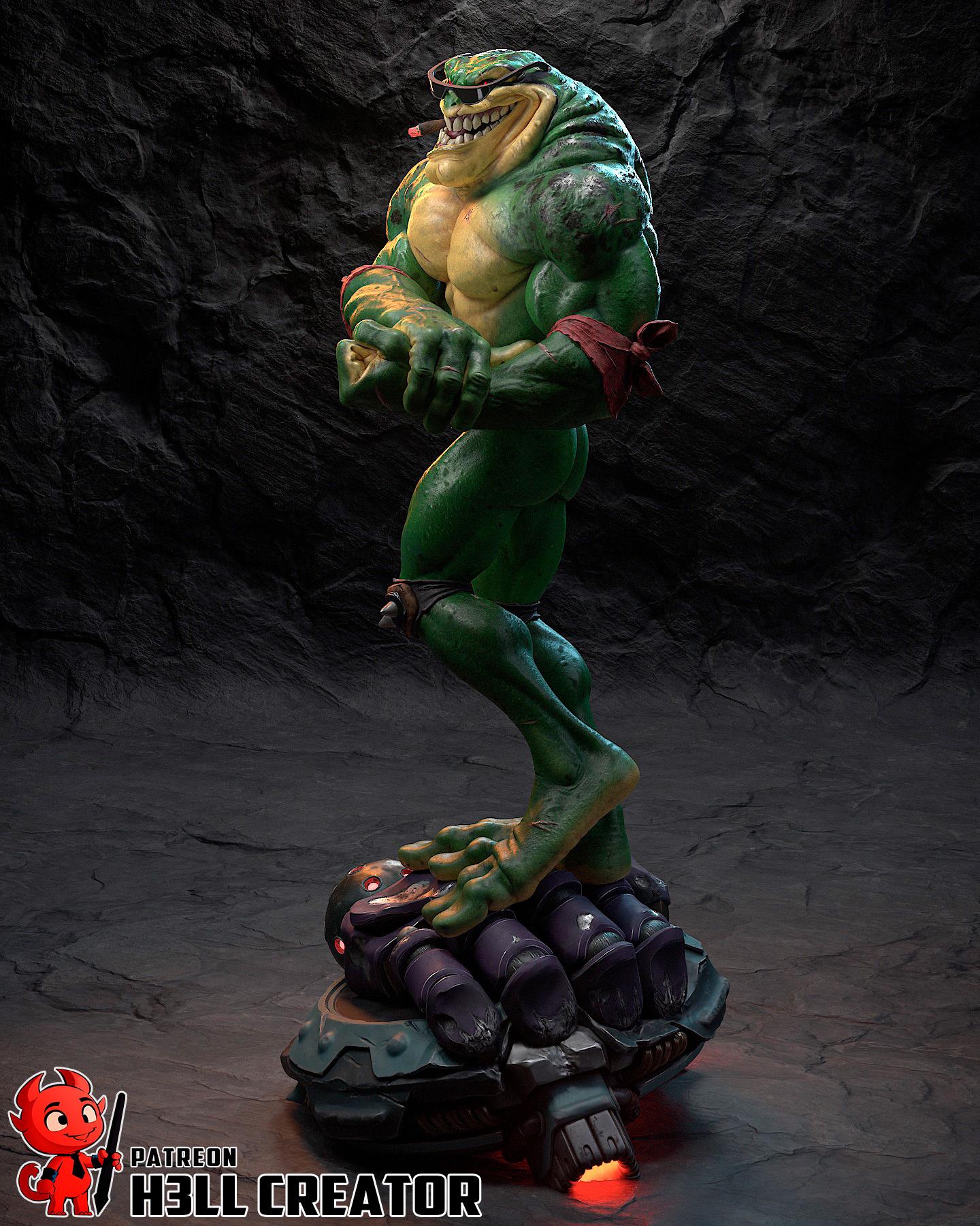 Rash Battletoads Figure, Resin Statue, Hand Painted Collectible, 8.3 in