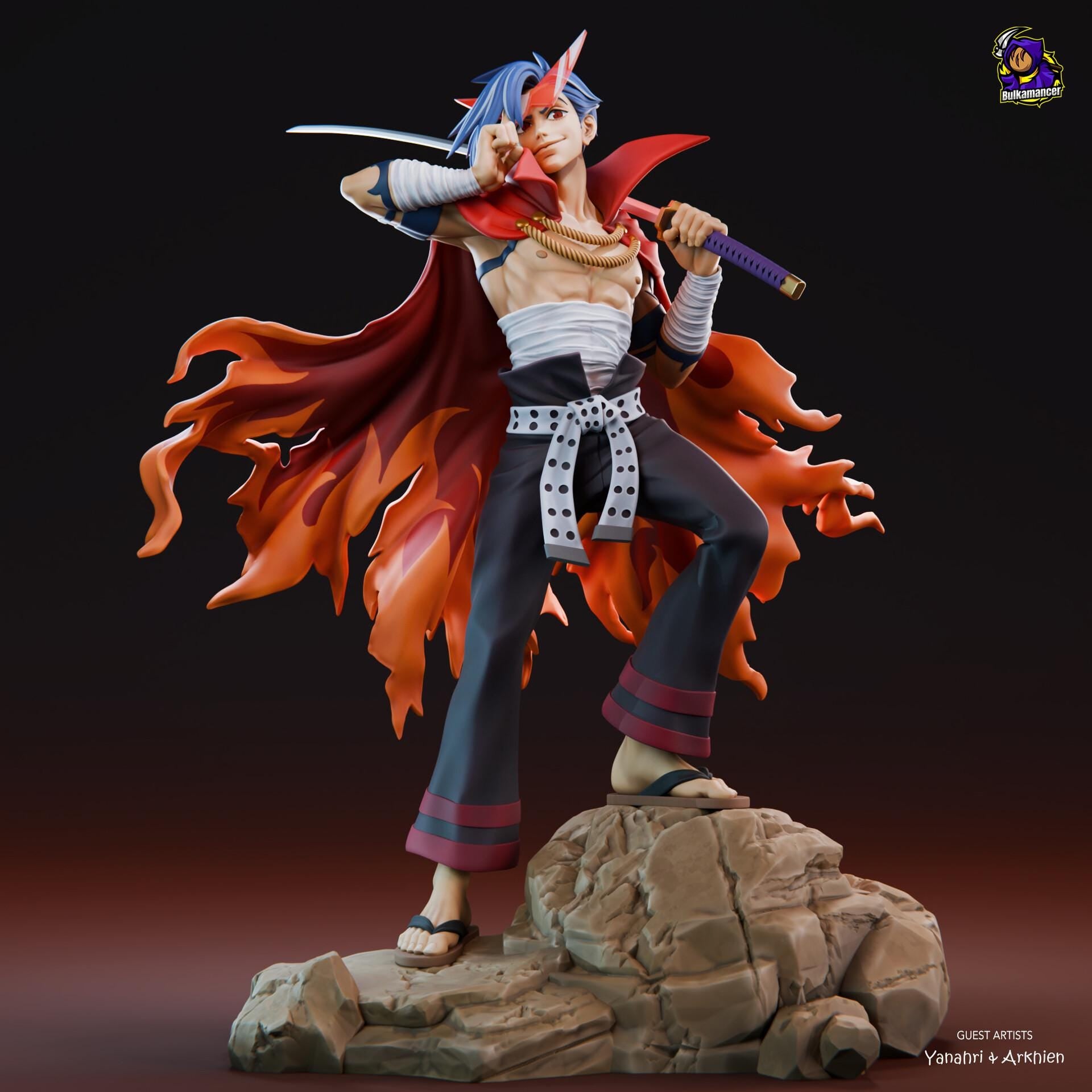 Kamina Resin Figure, Hand Painted Collectible Statue, Anime Fan Art