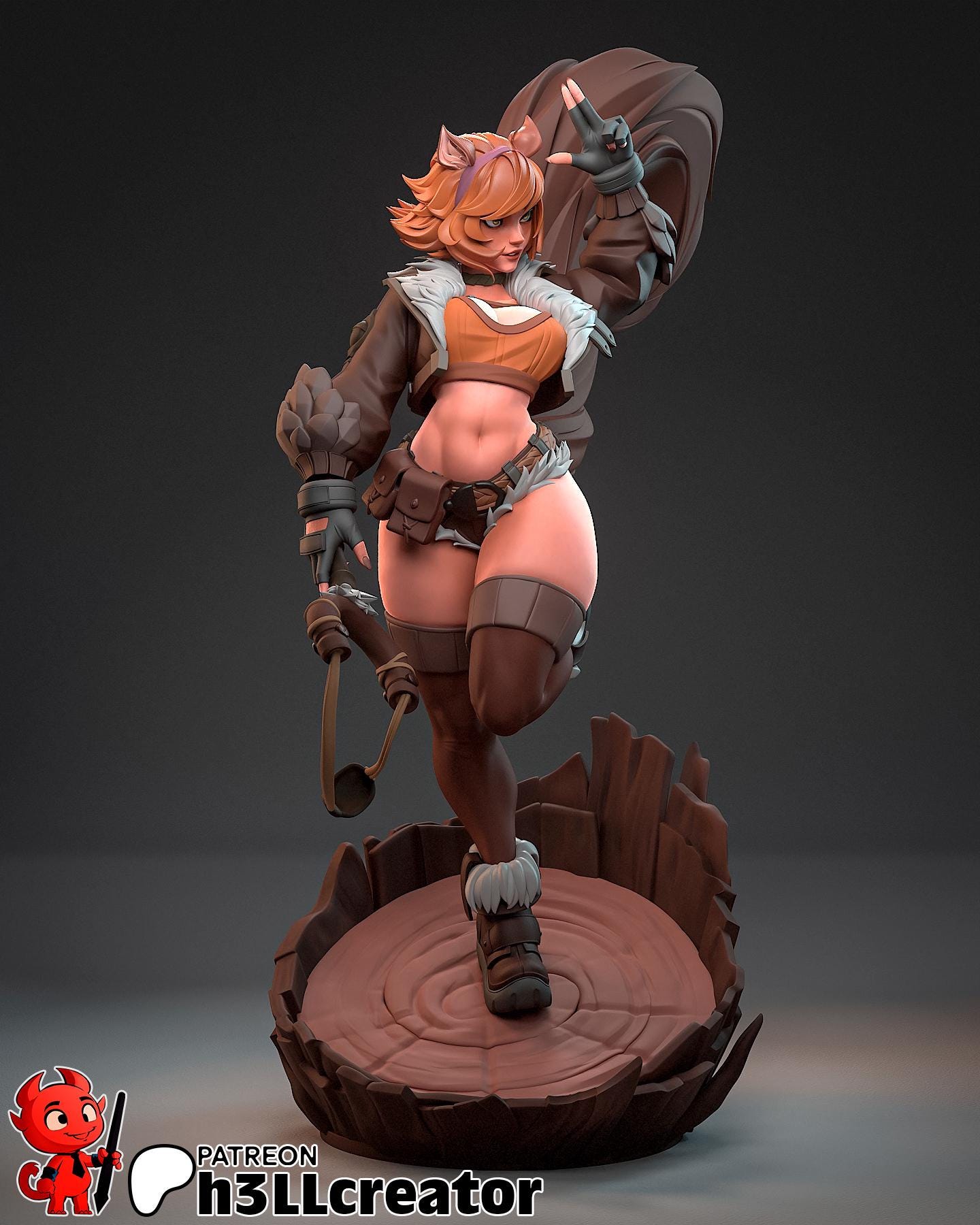 Squirrel Girl Statue, Resin Figure, Hand Painted, 18 cm (7.1 in)