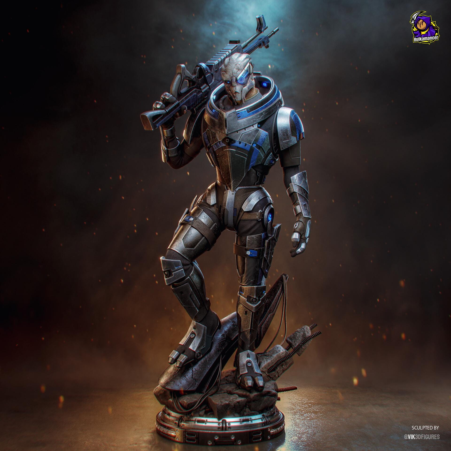 Garrus Vakarian Statue, Hand Painted Resin Figure, 331 mm / 13.0 in