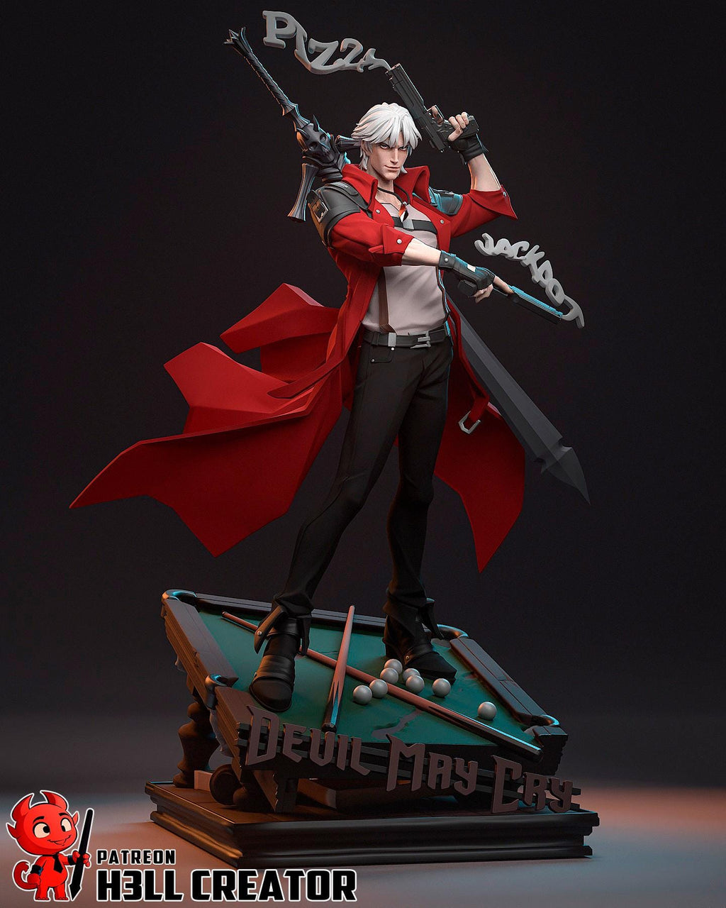 Dante resin statue, Hand Painted Game Collectible Figure, 233 mm