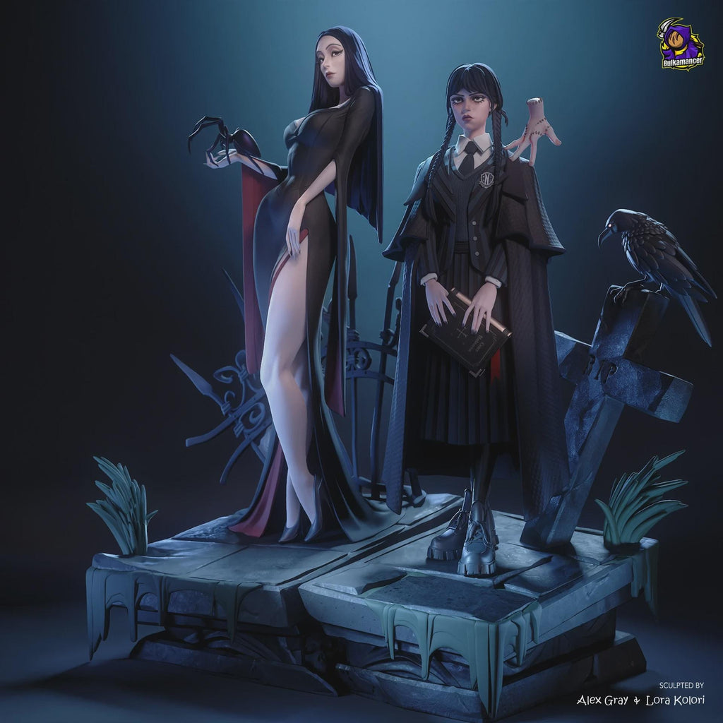 Wednesday Morticia Addams Figure,Resin Statue, Hand Painted 28 cm