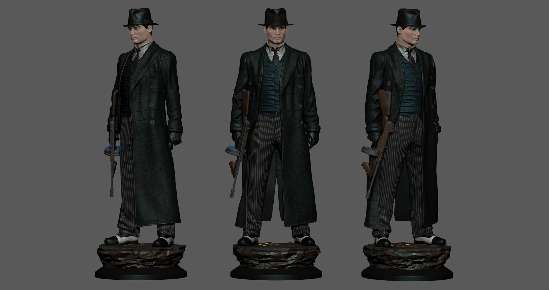 John Dillinger resin figure, Hand Painted Collectible Statue, 25 cm (9.8 in)
