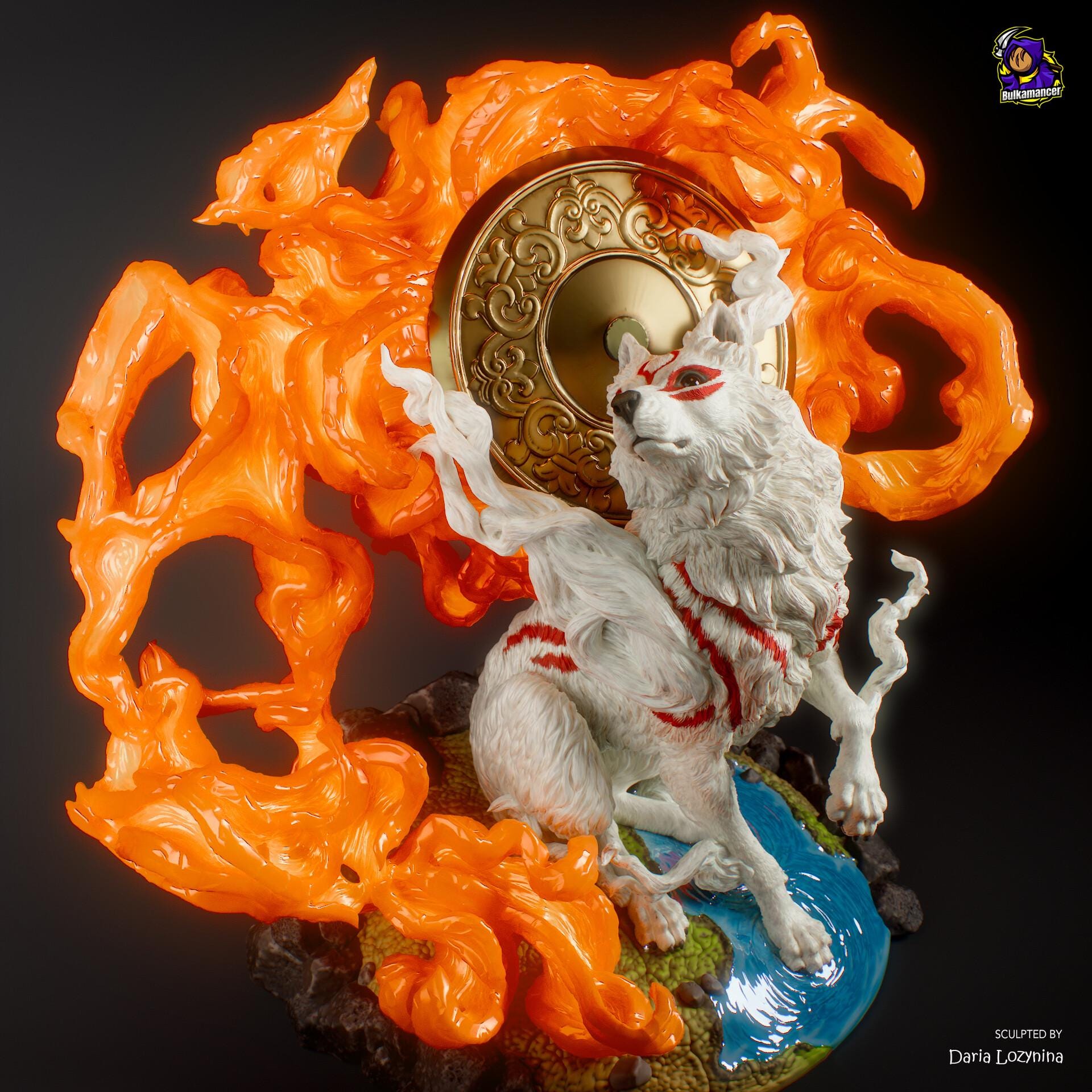 Amaterasu Okami Figure, Resin Statue, Hand Painted Collectible 3D