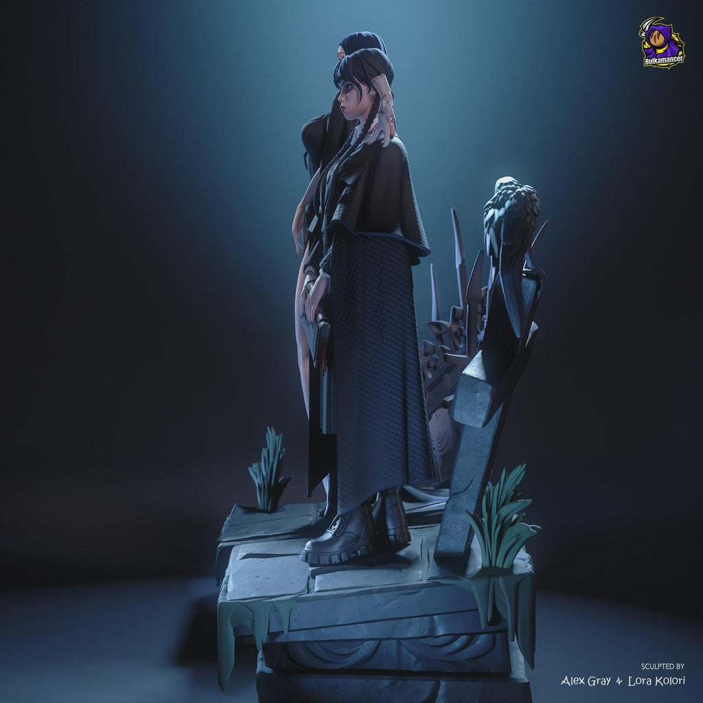 Wednesday Morticia Addams Figure,Resin Statue, Hand Painted 28 cm