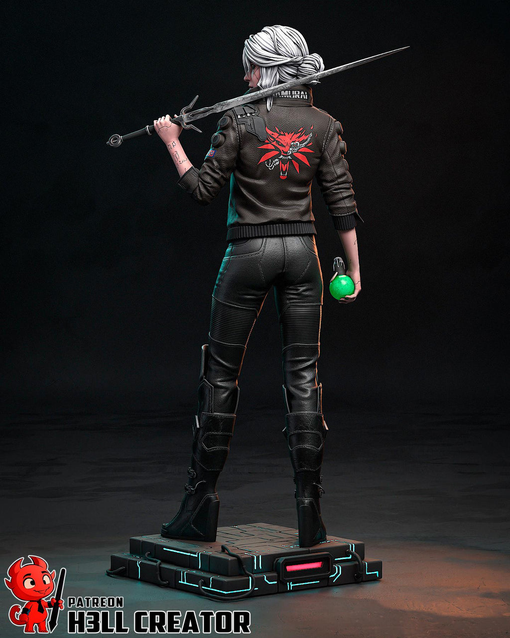 Ciri Cyberpunk Statue, Resin Figure, Hand Painted Collectible, 188 mm (7.4 in)