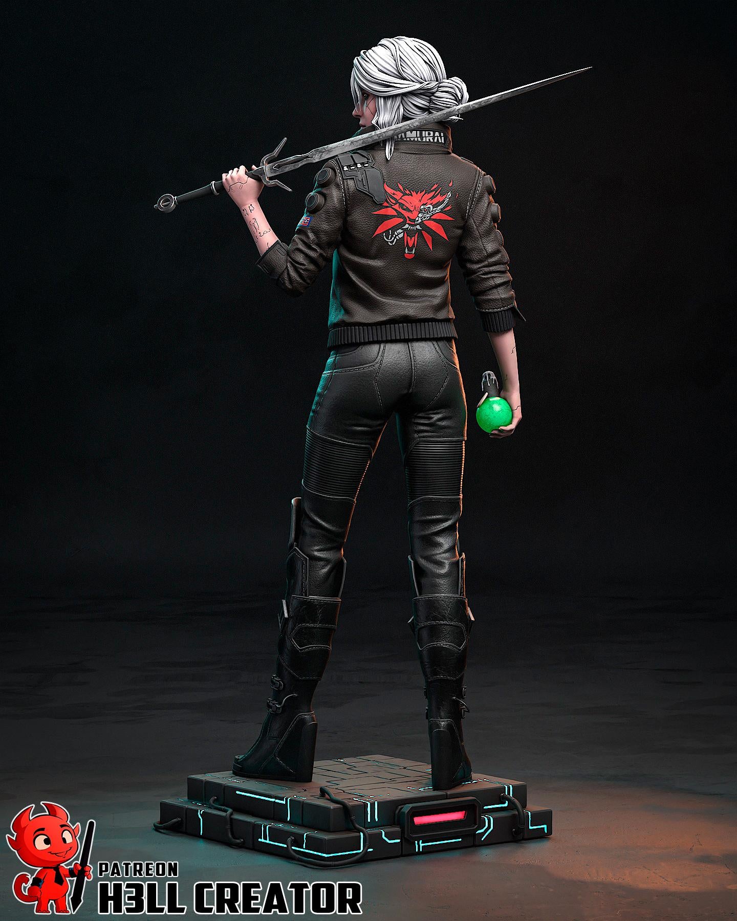 Ciri Cyberpunk Statue, Resin Figure, Hand Painted Collectible, 188 mm (7.4 in)