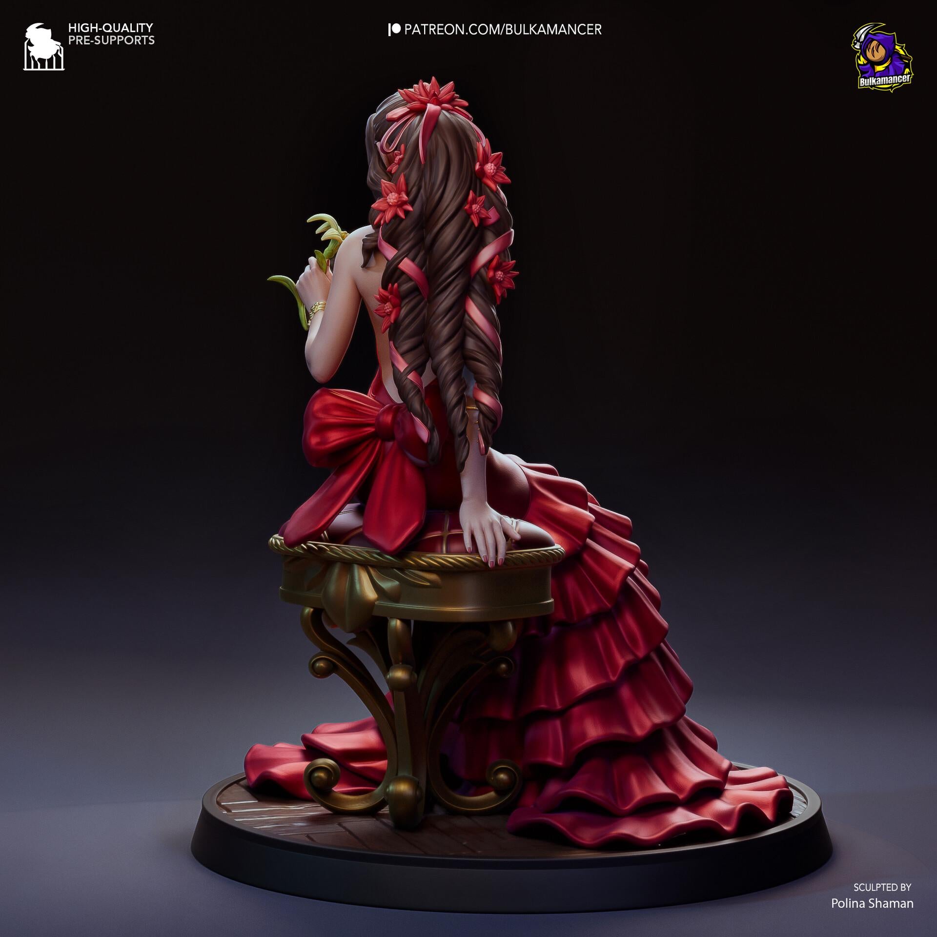 Aerith Gainsborough Figure, Resin Statue, Hand Painted, 17.7 cm (6.97 in)