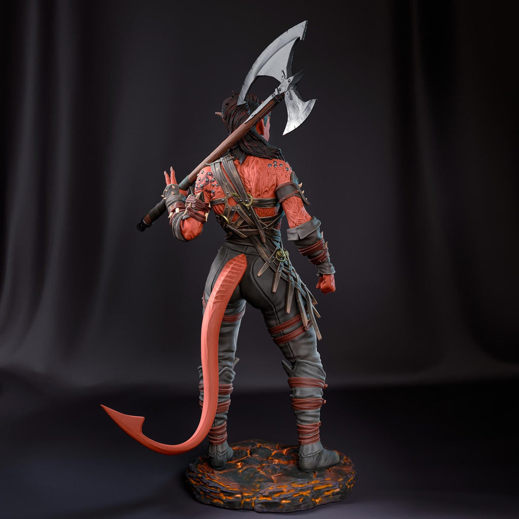 Karlach resin figure, Tiefling Resin Statue, Hand Painted, 28.9 cm