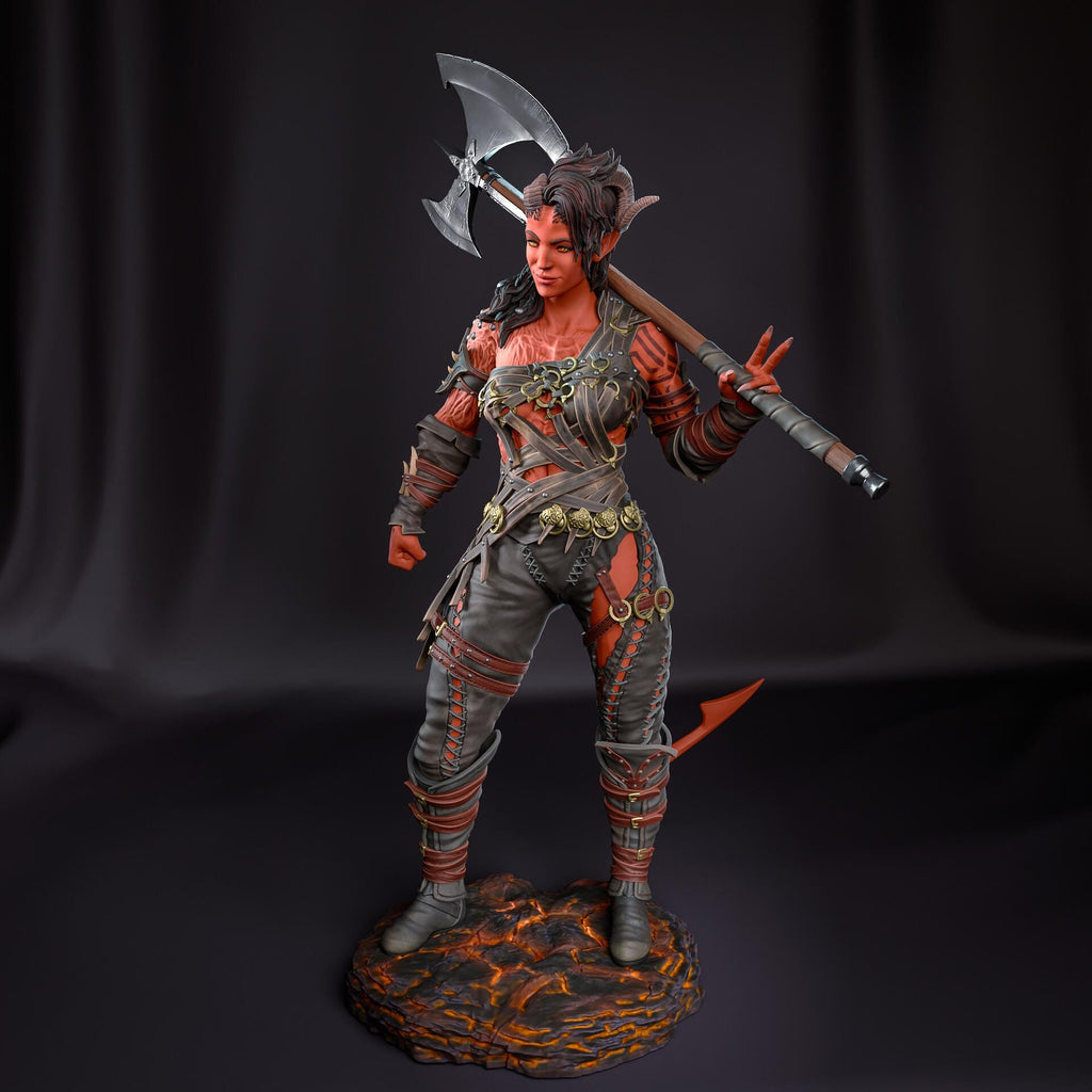 Karlach resin figure, Tiefling Resin Statue, Hand Painted, 28.9 cm