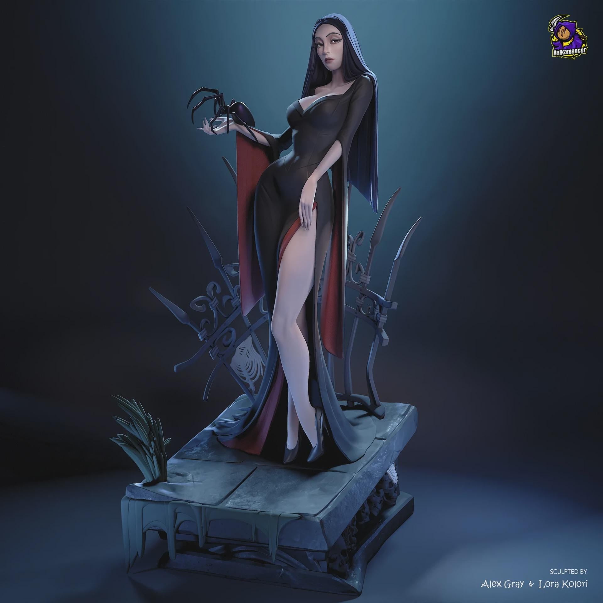 Wednesday Morticia Addams Figure,Resin Statue, Hand Painted 28 cm