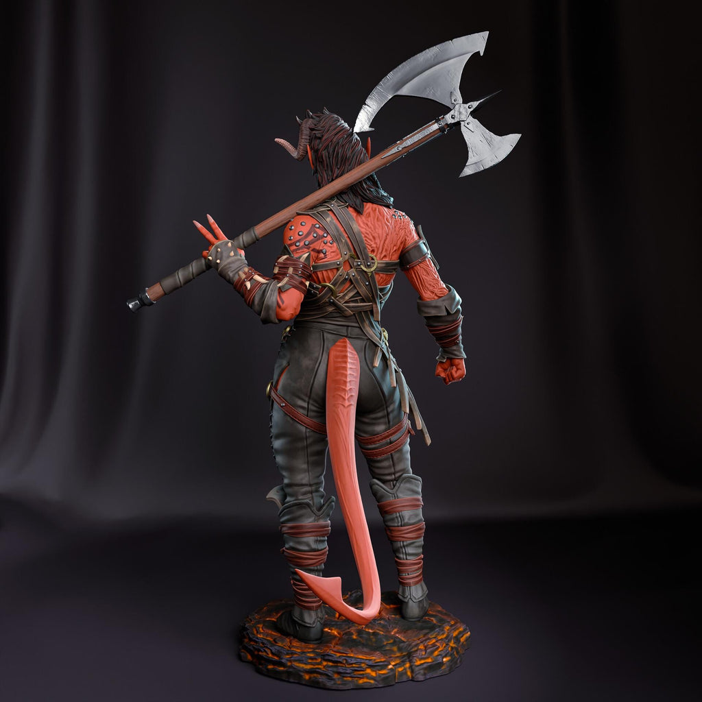 Karlach resin figure, Tiefling Resin Statue, Hand Painted, 28.9 cm