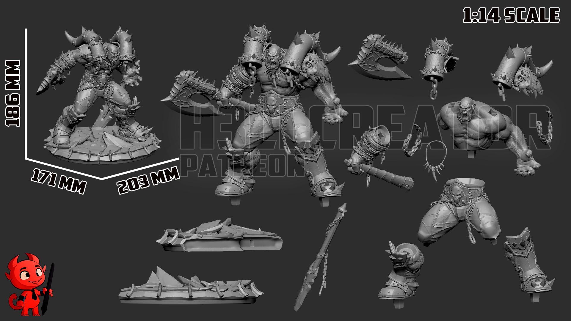 Garrosh Hellscream Statue, Hand Painted Resin Figure, 186 mm (7.3 in)
