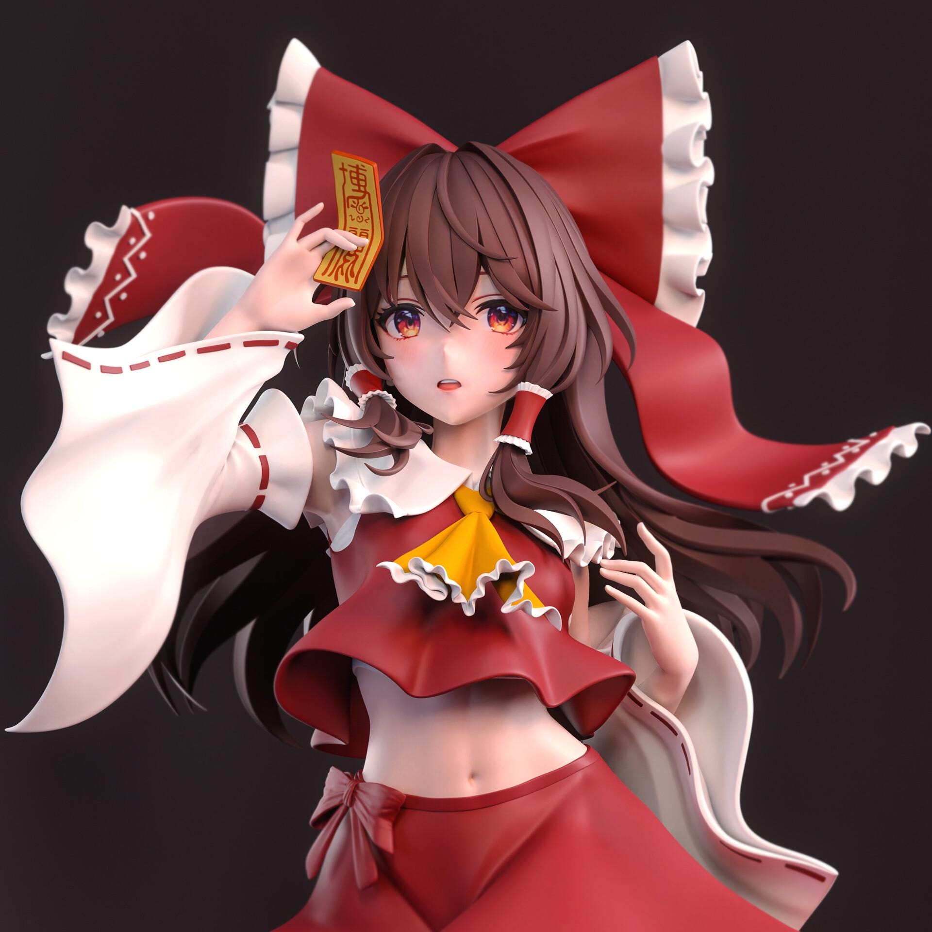 Reimu Hakurei Figure, Resin Statue, Hand Painted Collectible, 21.9 cm (8.62 in)