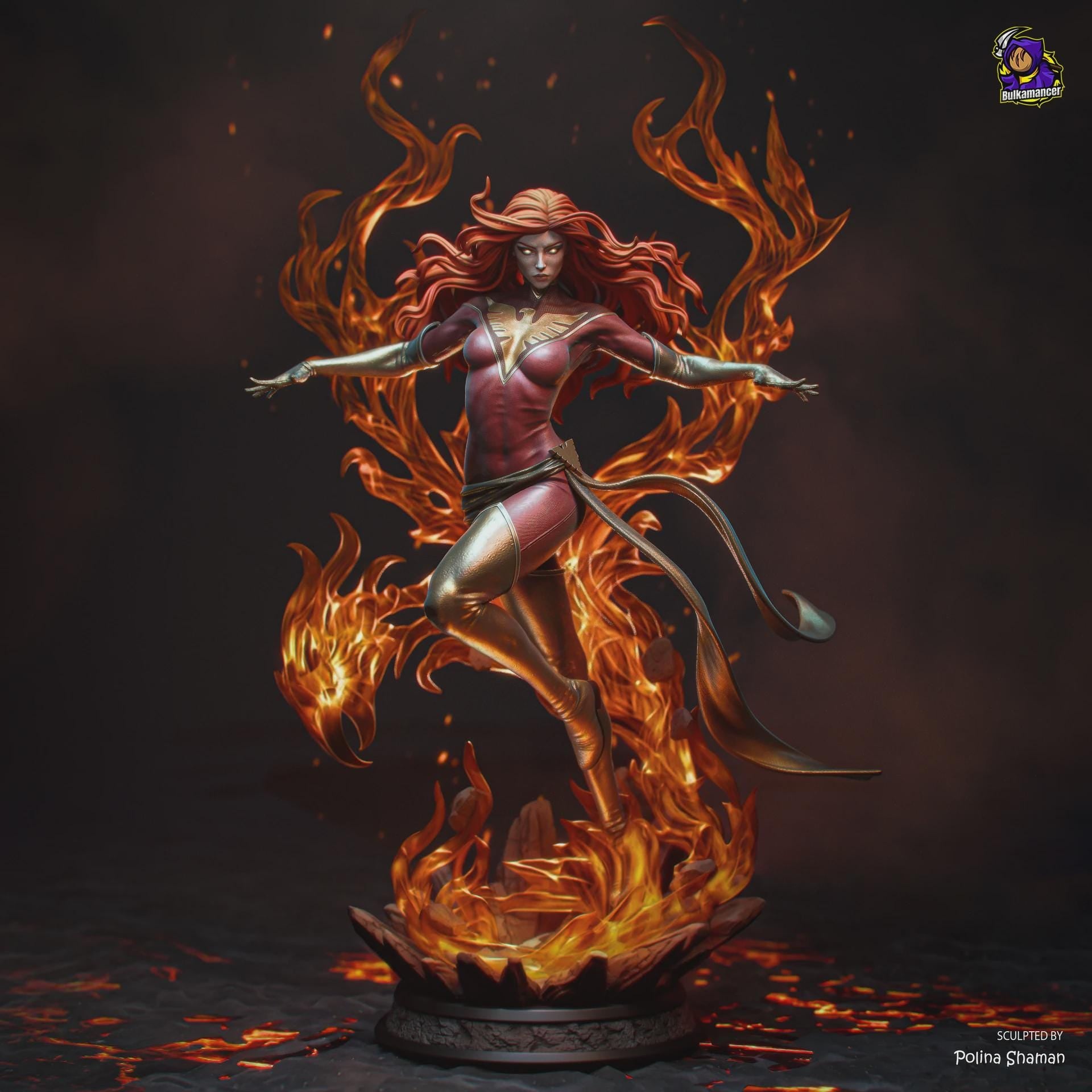 Dark Phoenix resin figure, Hand Painted Collectible Statue, Jean Grey