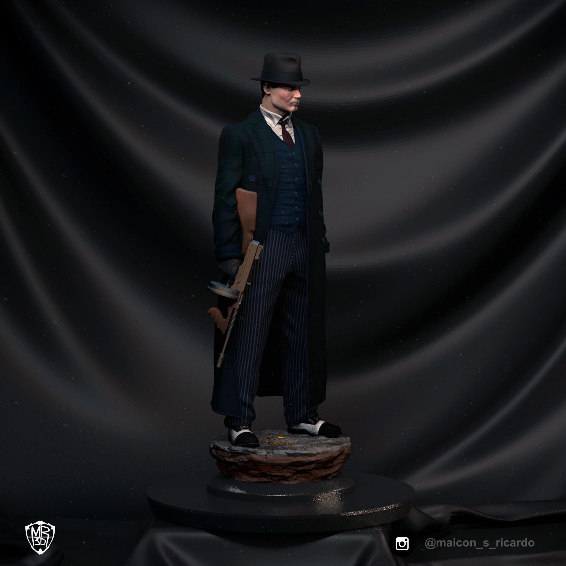 John Dillinger resin figure, Hand Painted Collectible Statue, 25 cm (9.8 in)
