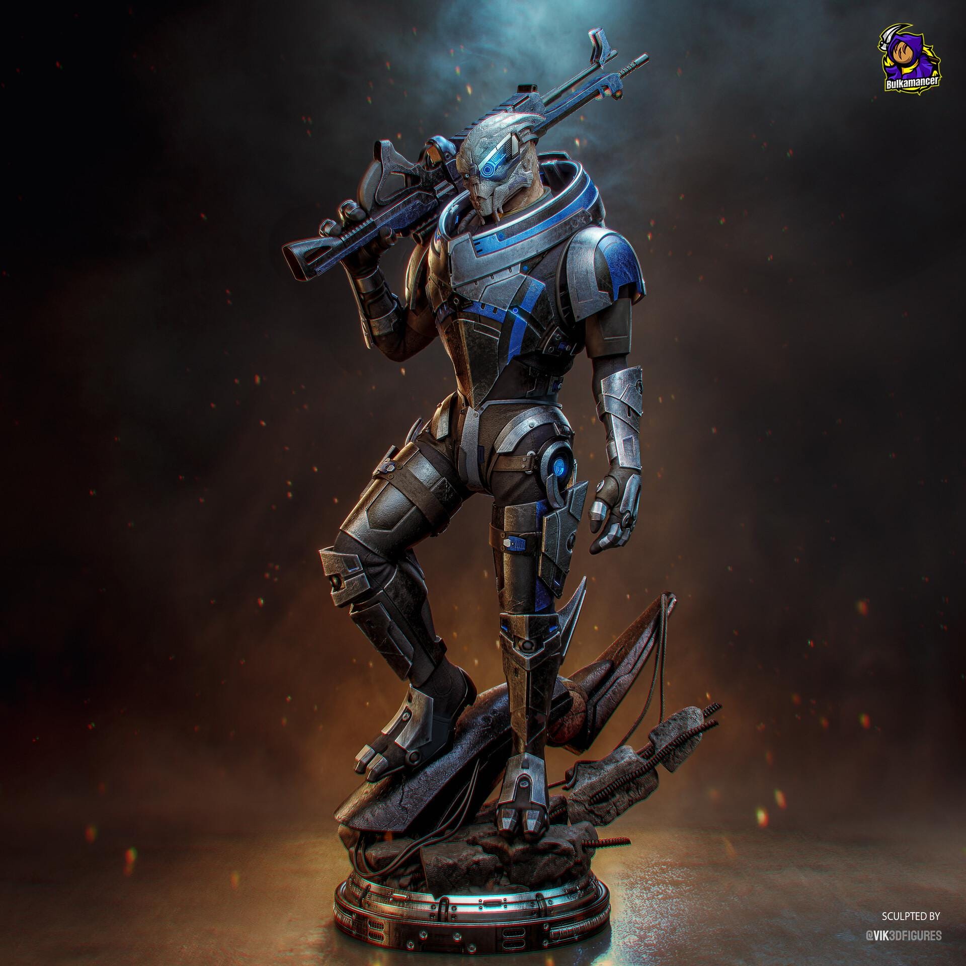 Garrus Vakarian Statue, Hand Painted Resin Figure, 331 mm / 13.0 in