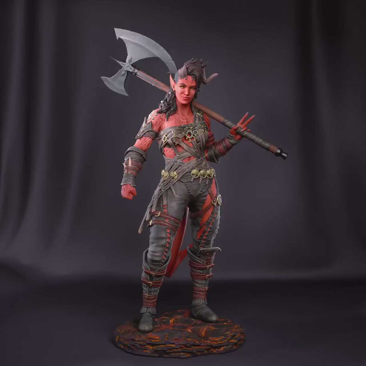 Karlach resin figure, Tiefling Resin Statue, Hand Painted, 28.9 cm