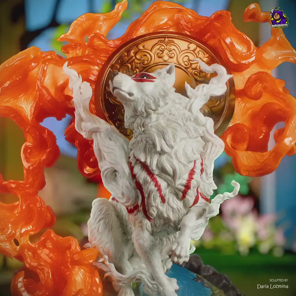 Amaterasu Okami Figure, Resin Statue, Hand Painted Collectible 3D