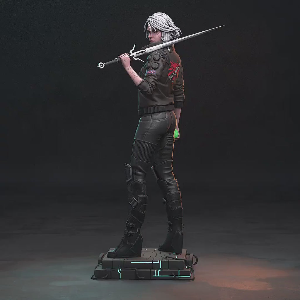 Ciri Cyberpunk Statue, Resin Figure, Hand Painted Collectible, 188 mm (7.4 in)