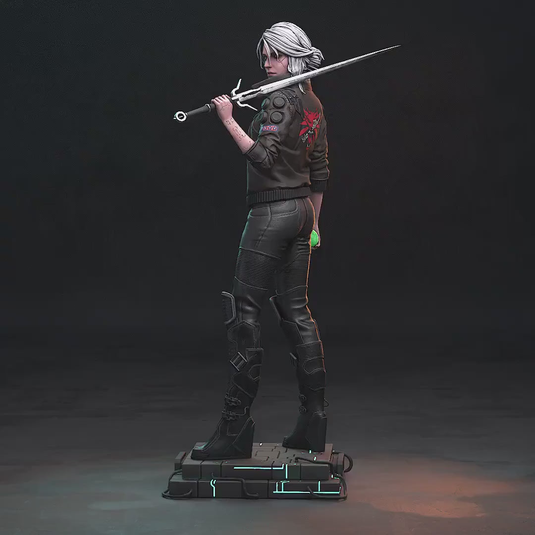Ciri Cyberpunk Statue, Resin Figure, Hand Painted Collectible, 188 mm (7.4 in)